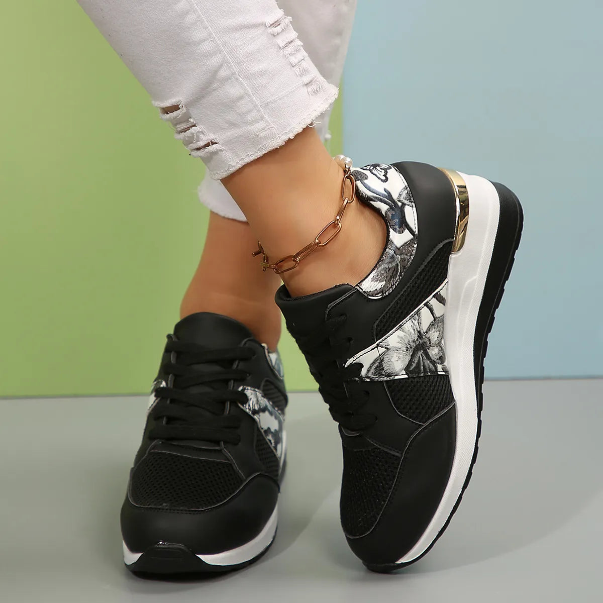 Melody sneakers med kilklack