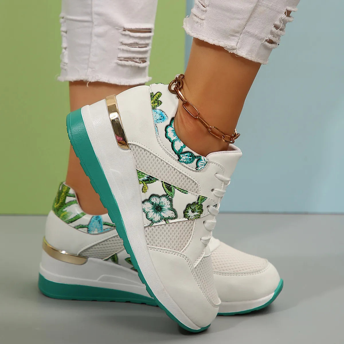 Melody sneakers med kilklack
