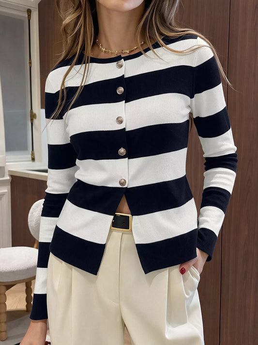 Vivianne randig cardigan, svart