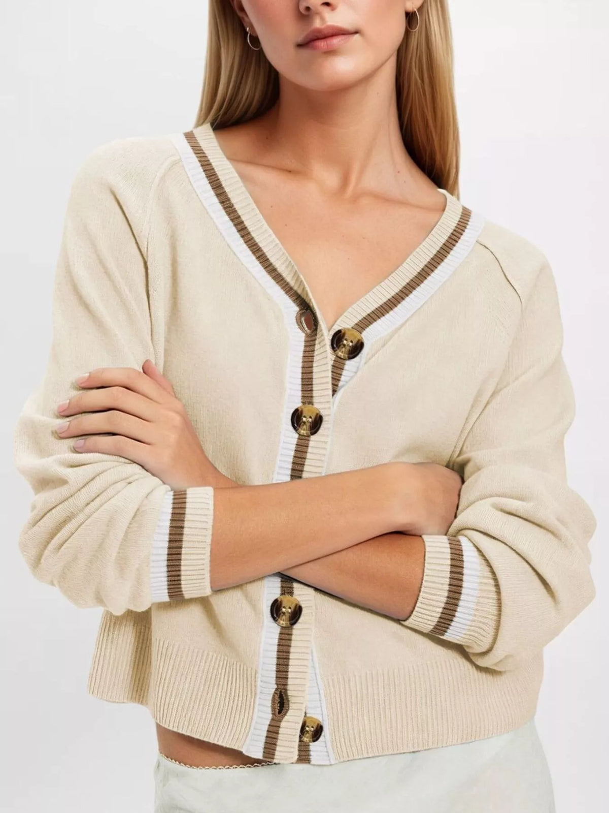 Paulina kort cardigan, aprikos