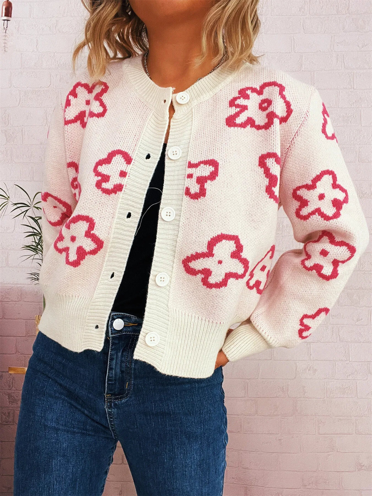 Megan blommig cardigan