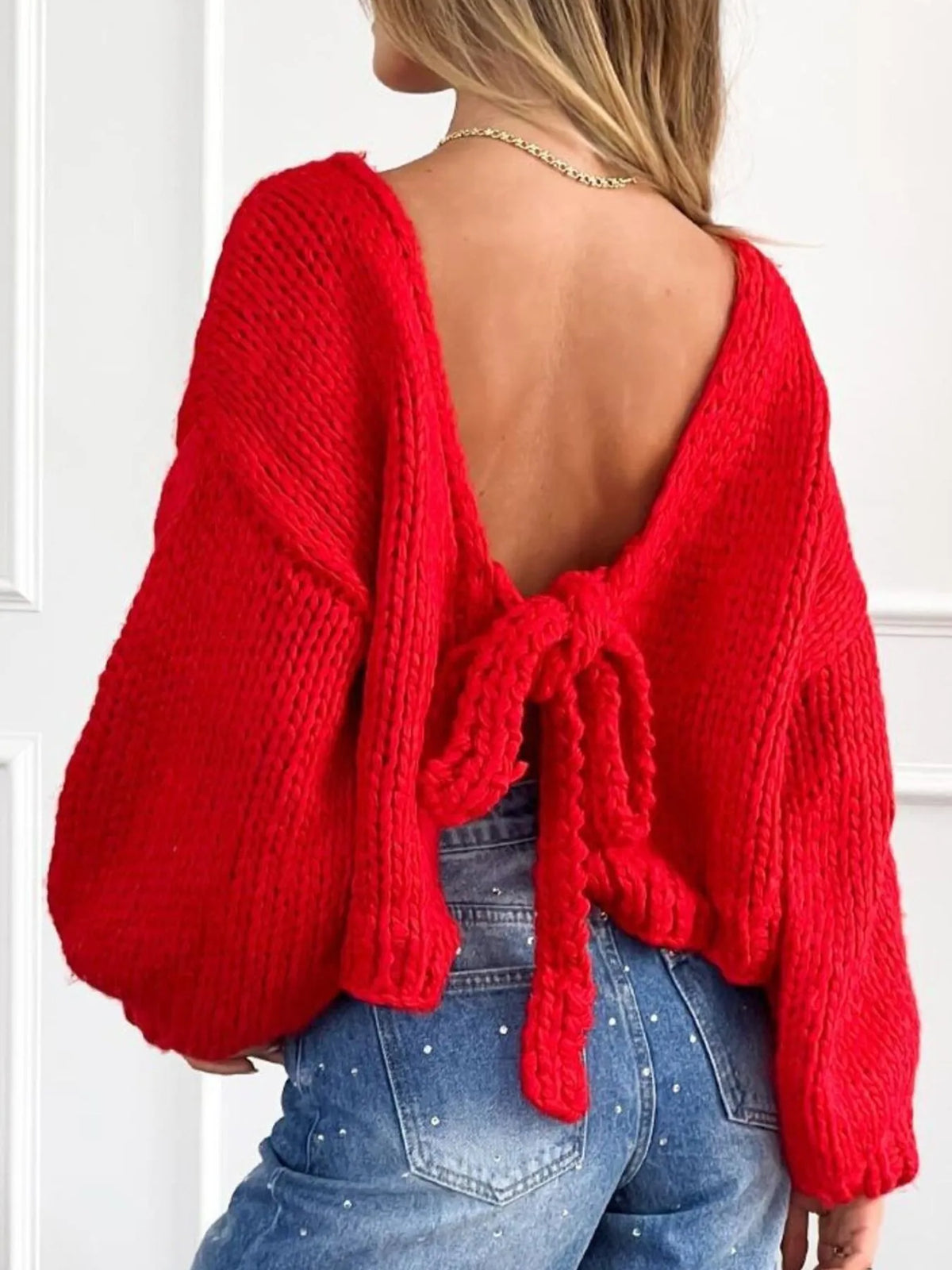 Amya croppad cardigan, röd