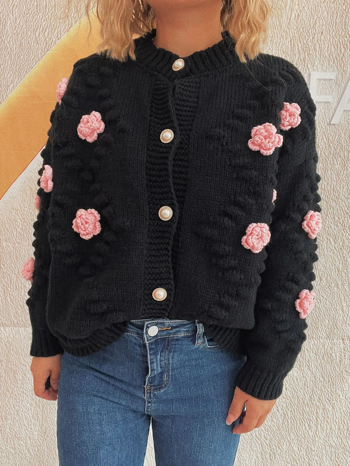 Ina cardigan med blomdetaljer
