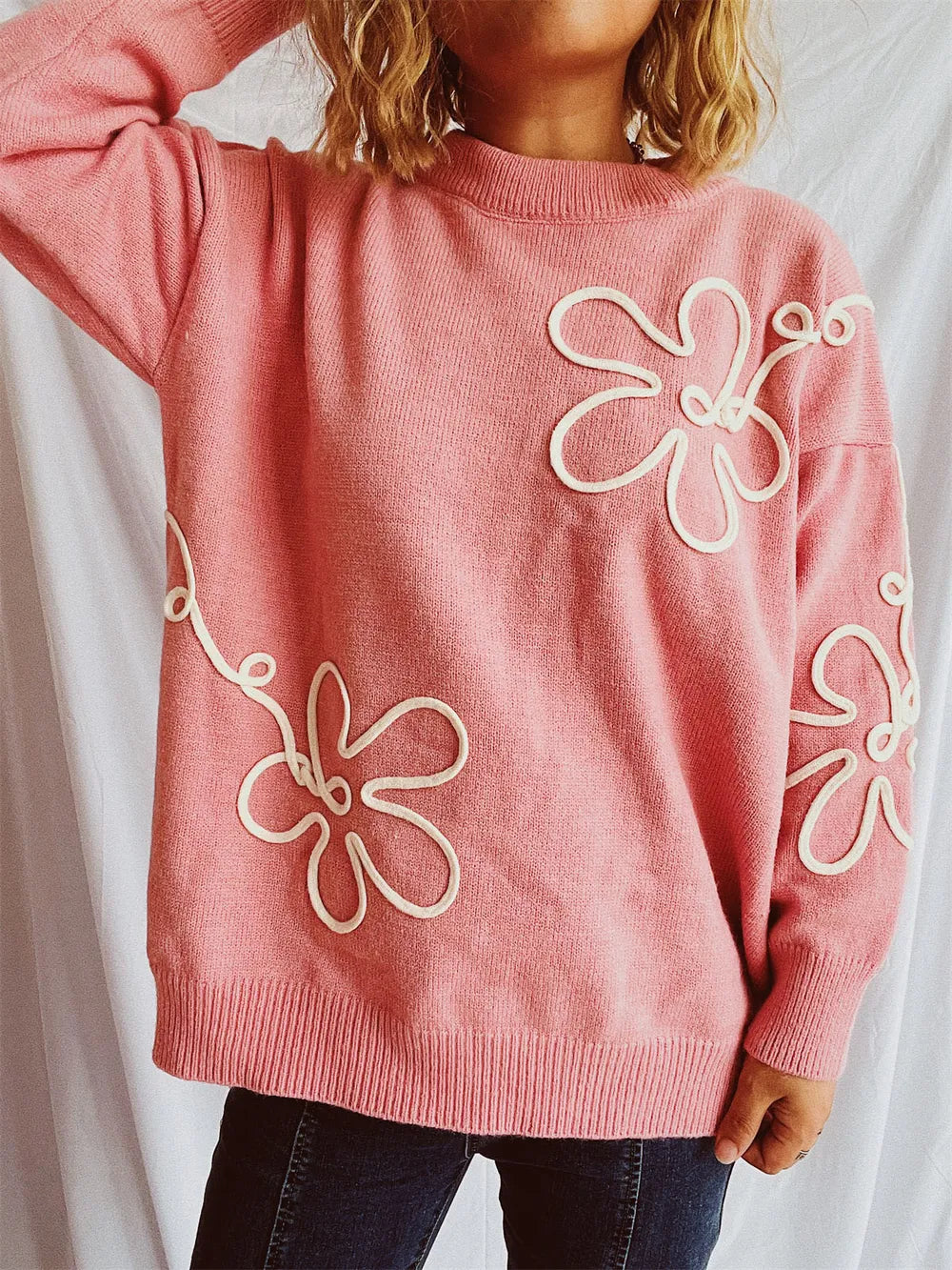 Carrie blommig tröja, vattenmelonrosa