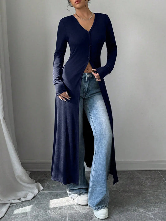 Federica cardigan med slits, blå