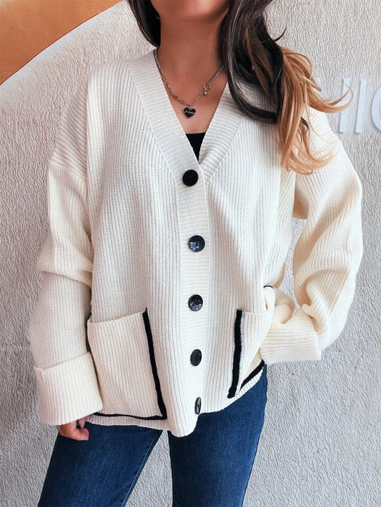 Lisette v-ringad cardigan, vit