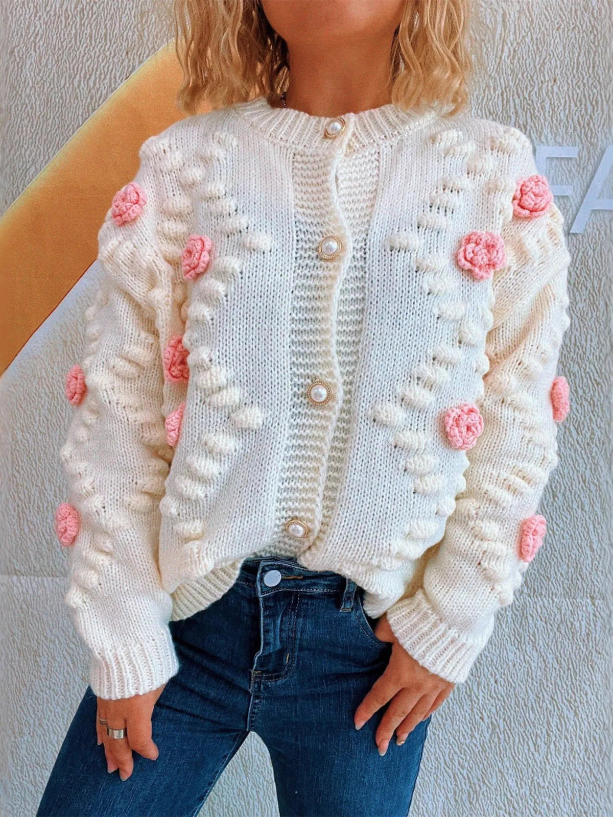 Ina cardigan med blomdetaljer