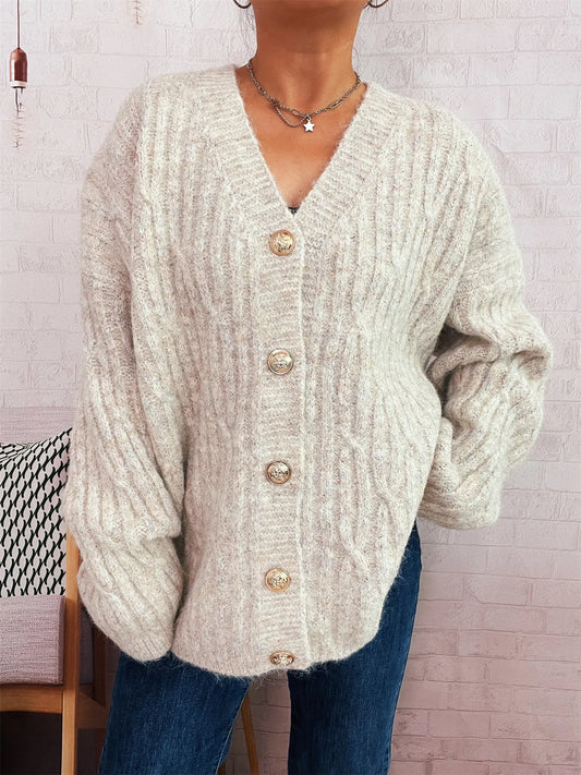 Jennifer kabelstickad cardigan, aprikos