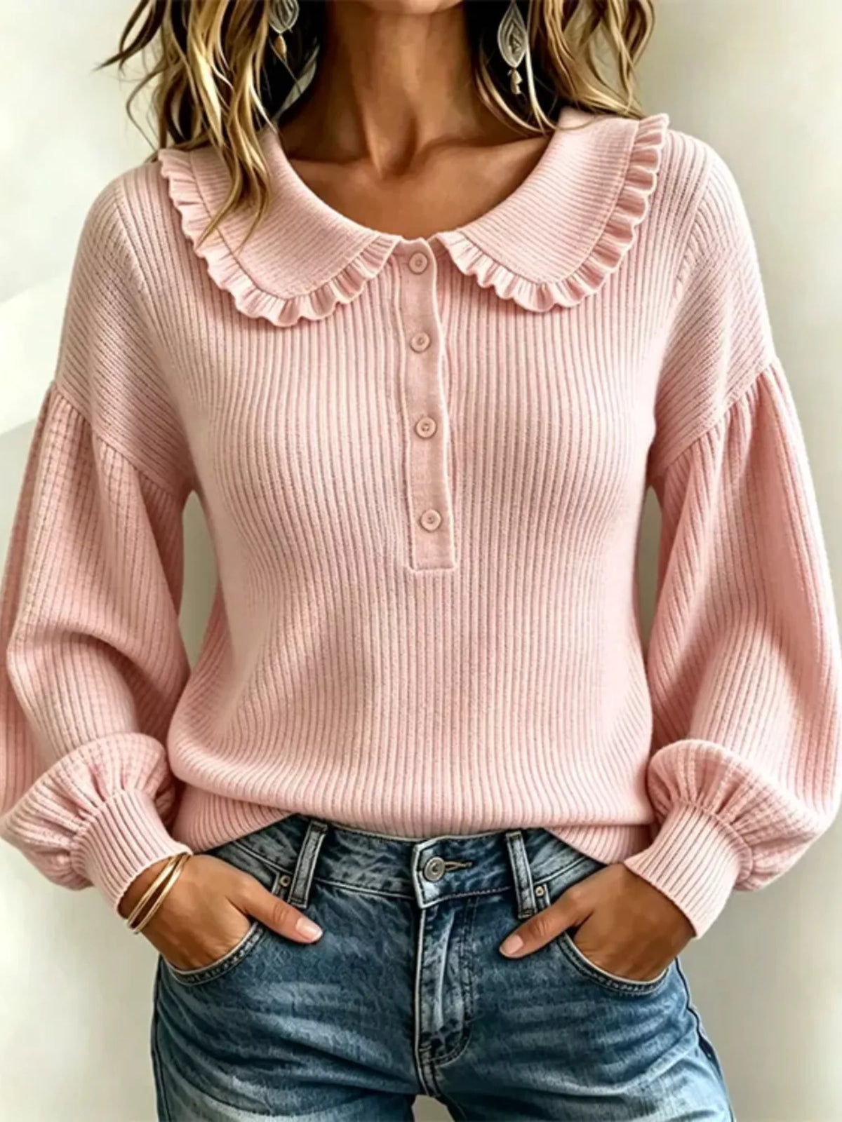 Aura tröja med volanger, rosa