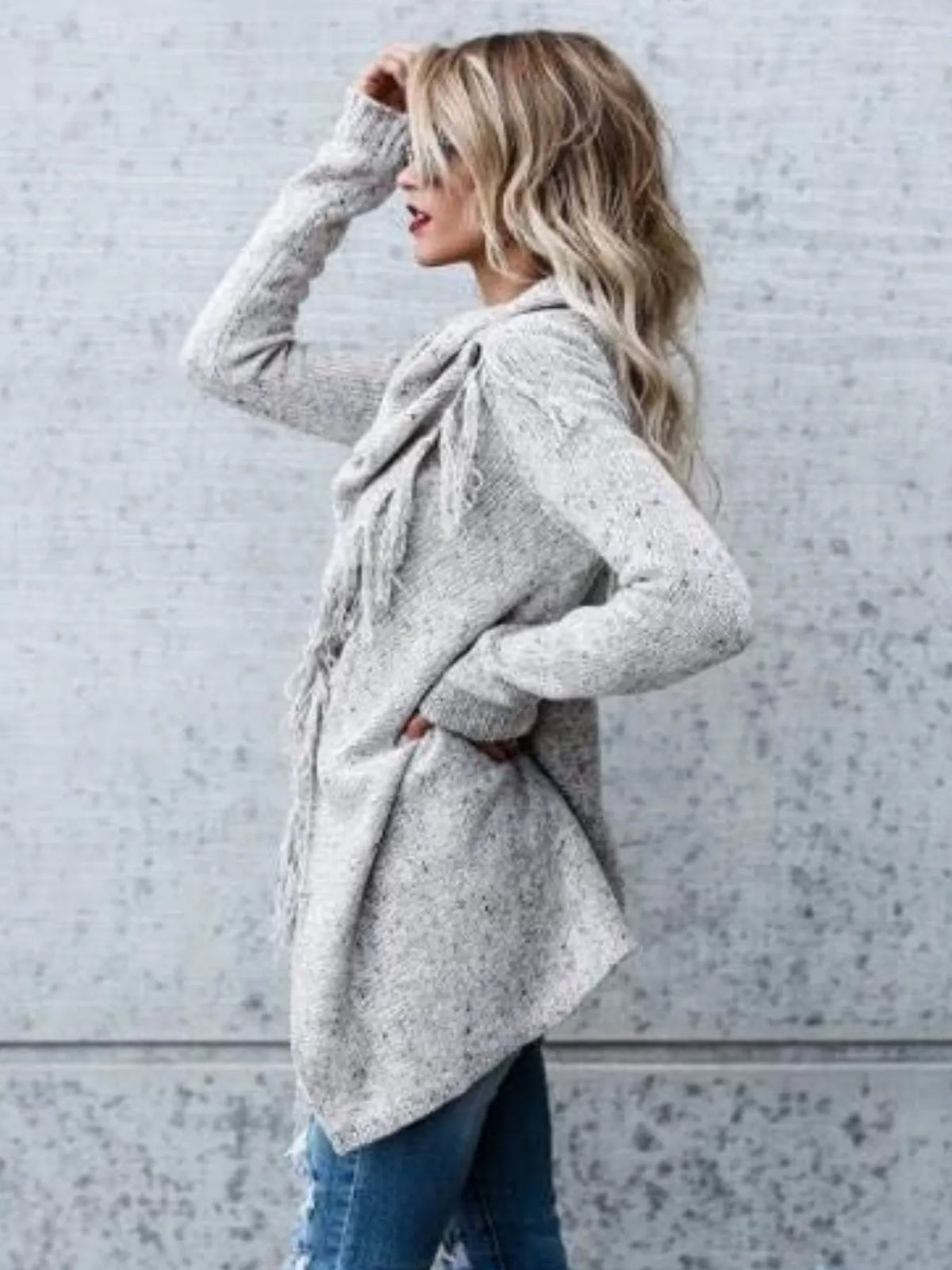 Finja cardigan med fransar