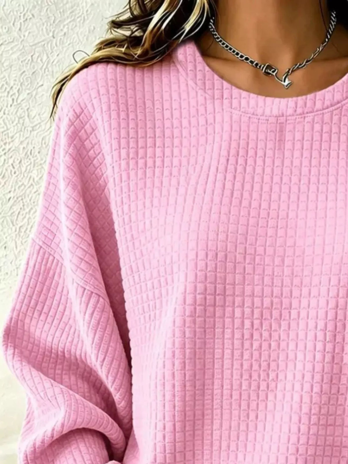 Alfrida våffelstickad sweatshirt