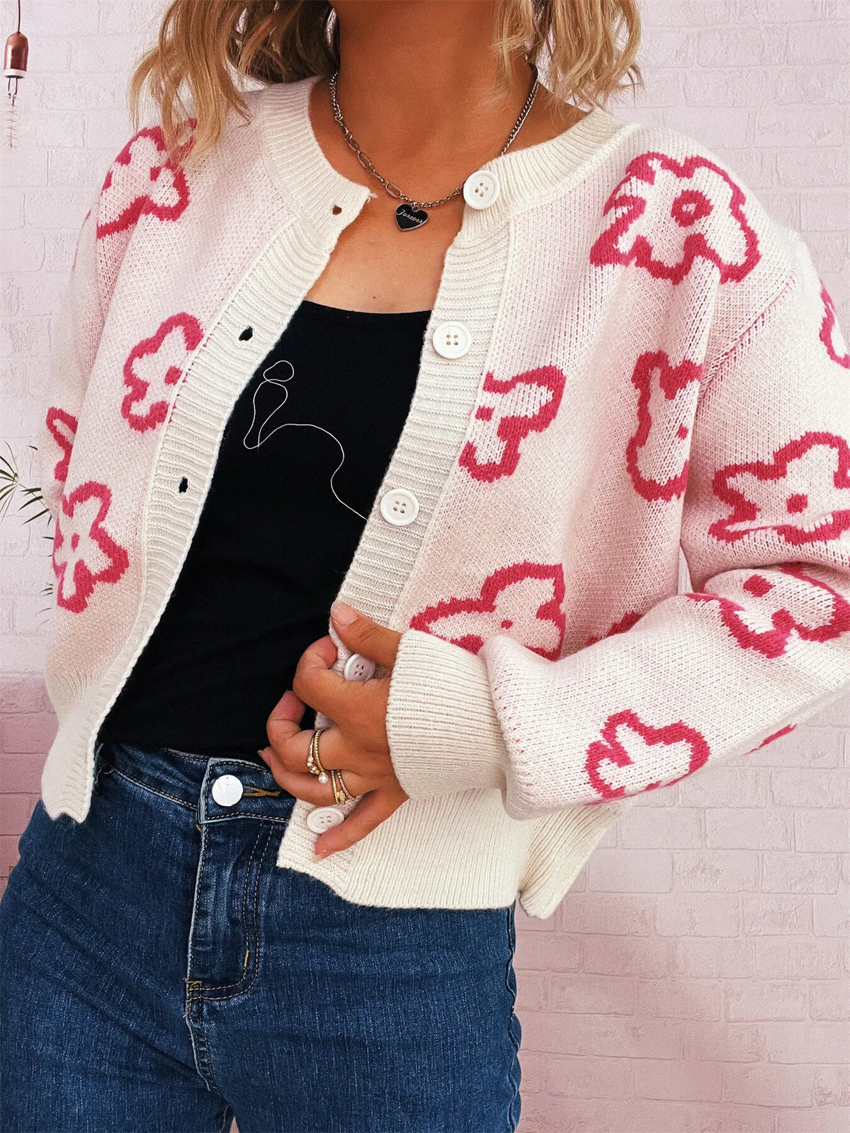 Megan blommig cardigan