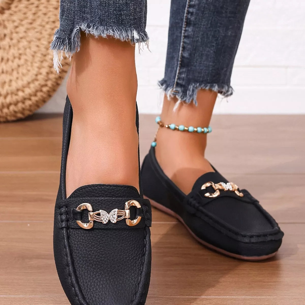 Michelle slip-ons i läderlook