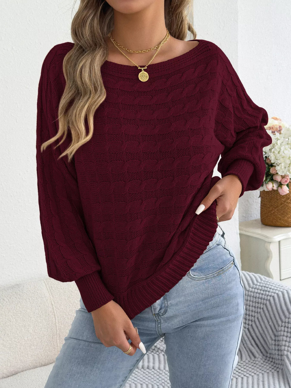 Crista kabelstickad tröja