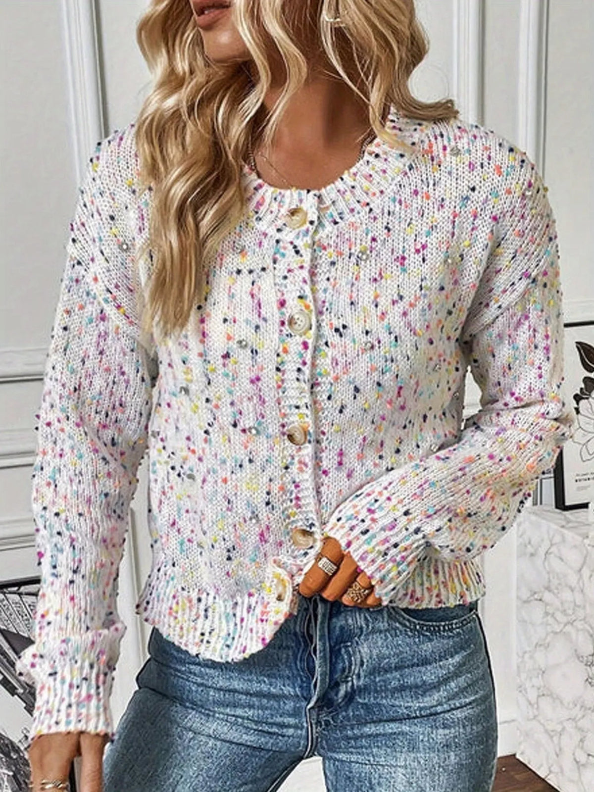 Solana ribbstickad cardigan