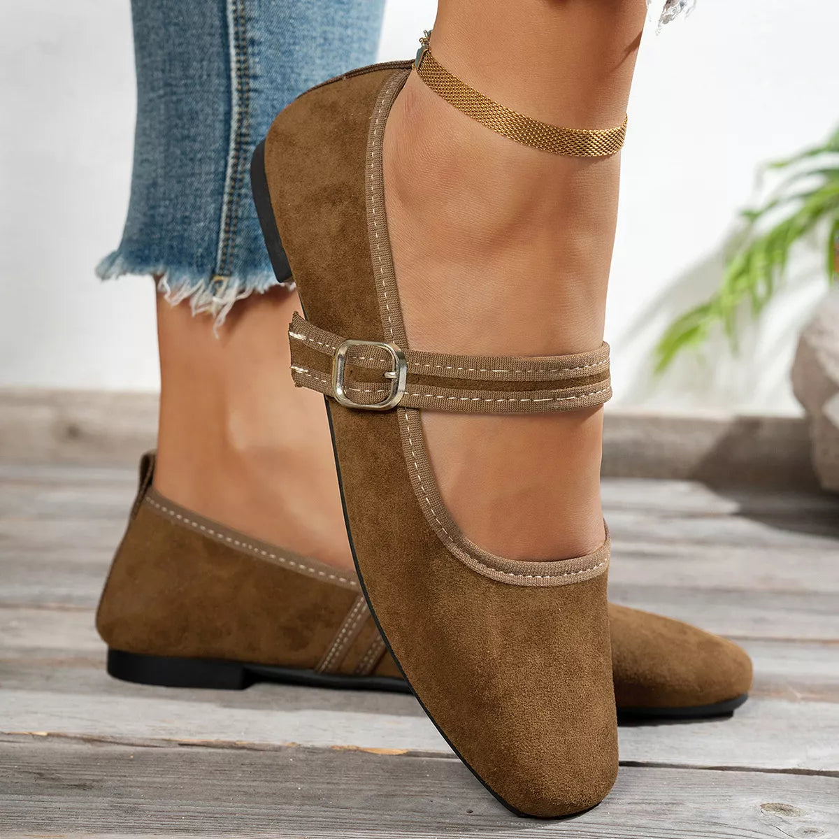 Gabi slip-ons med fyrkantig tå