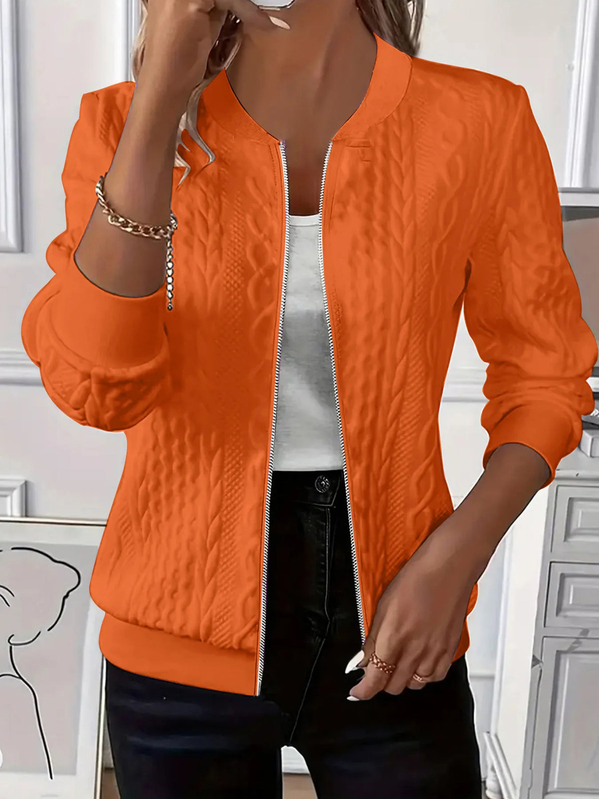 Tea texturerad jacka, orange