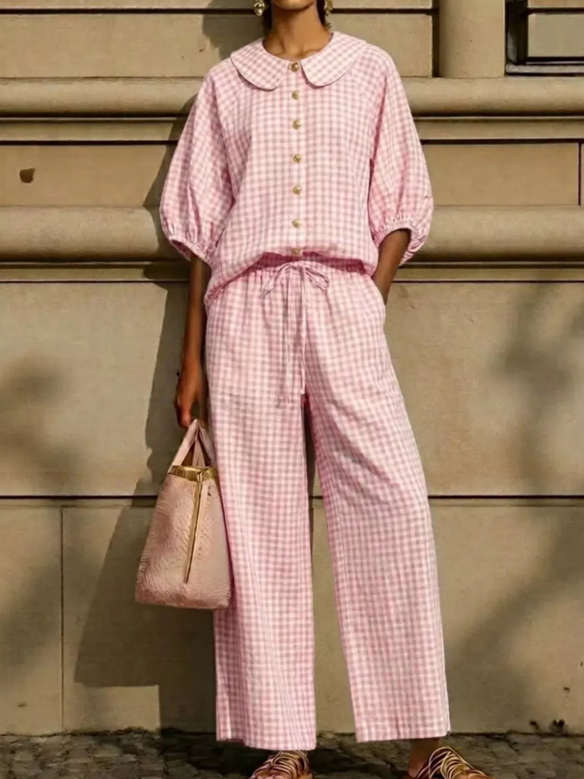 Geraldine rutigt set, rosa