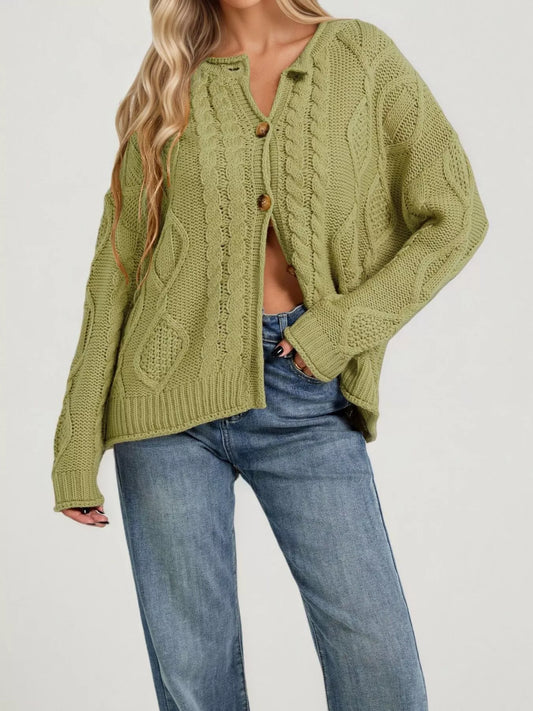 Marianne kabelstickad cardigan, grön