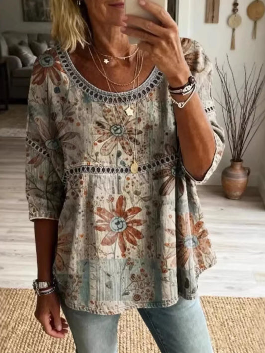 Denise hålstickad topp, khaki