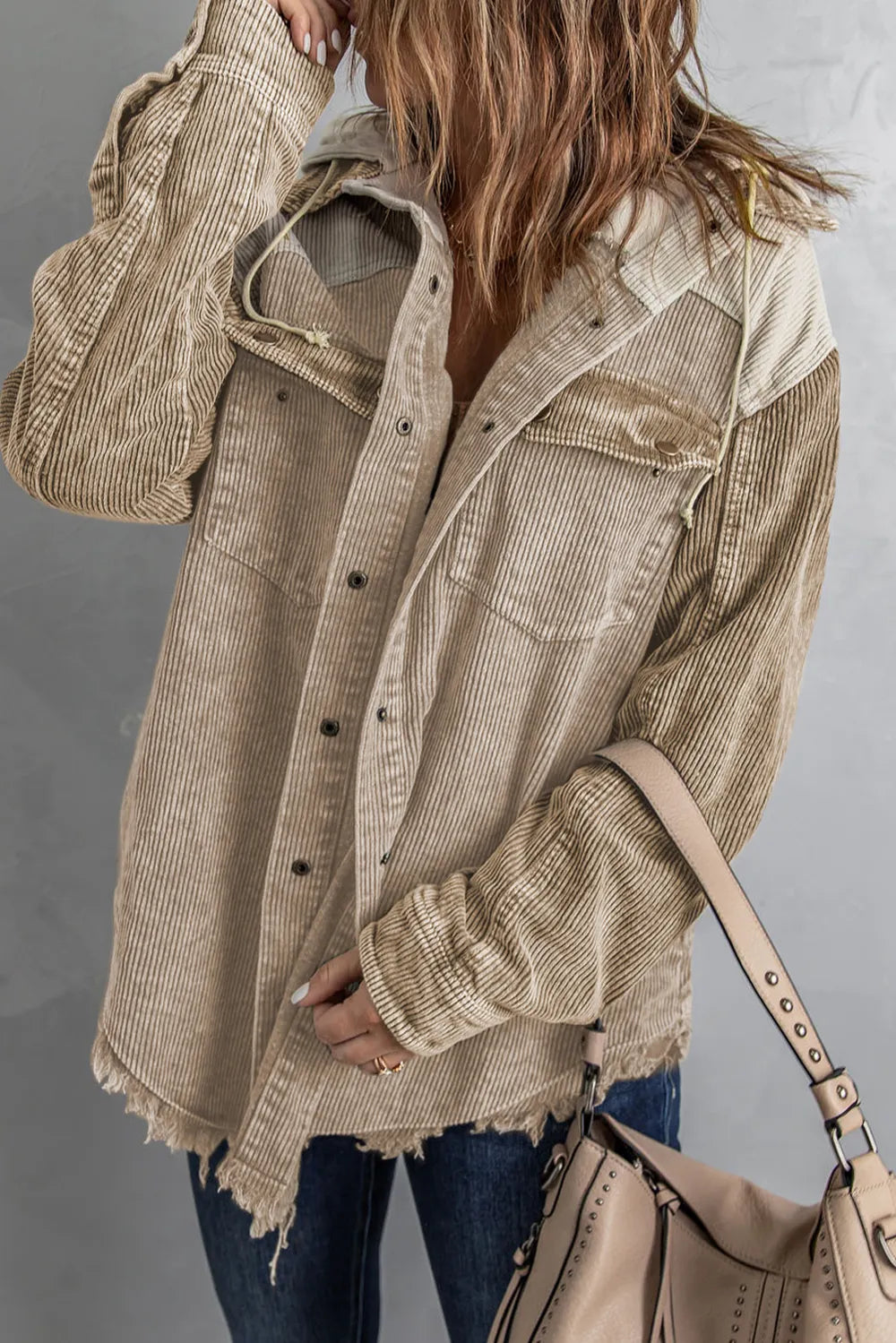 Tekla hoodie i manchester, sandgrå