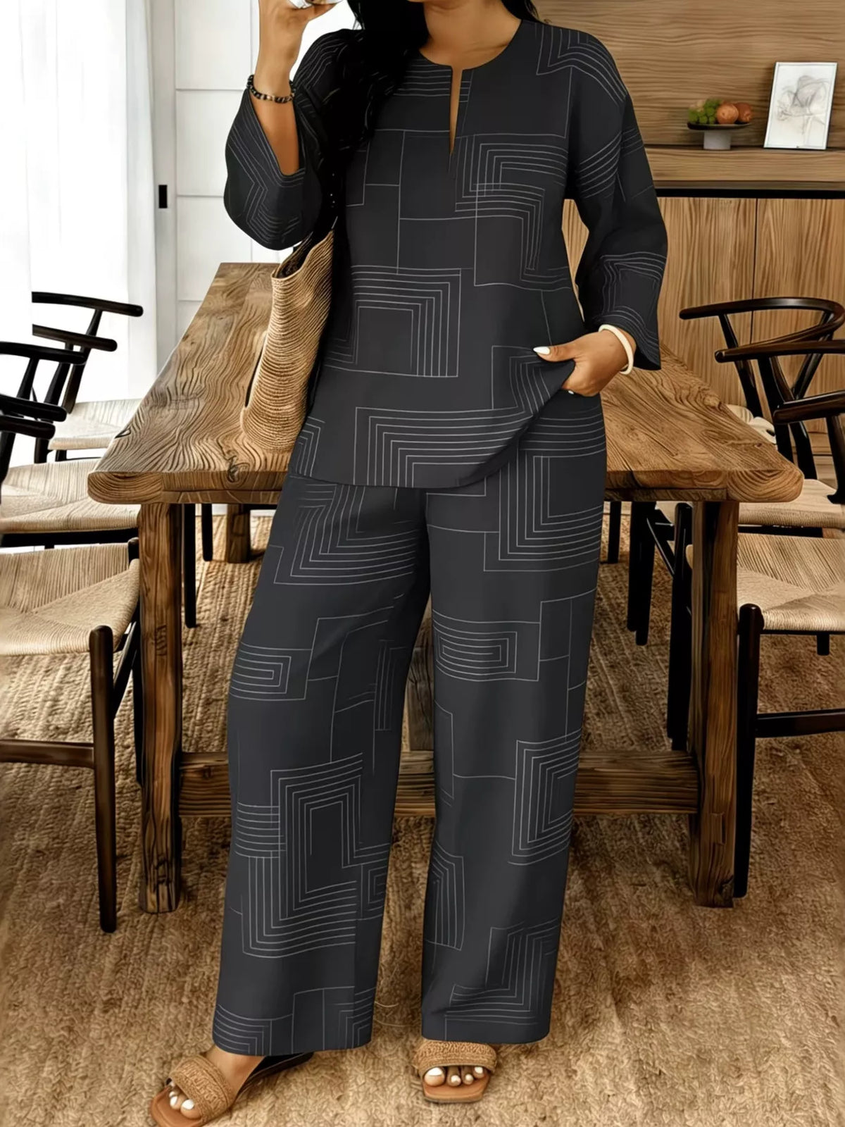 Kiana geometriskt set, grå