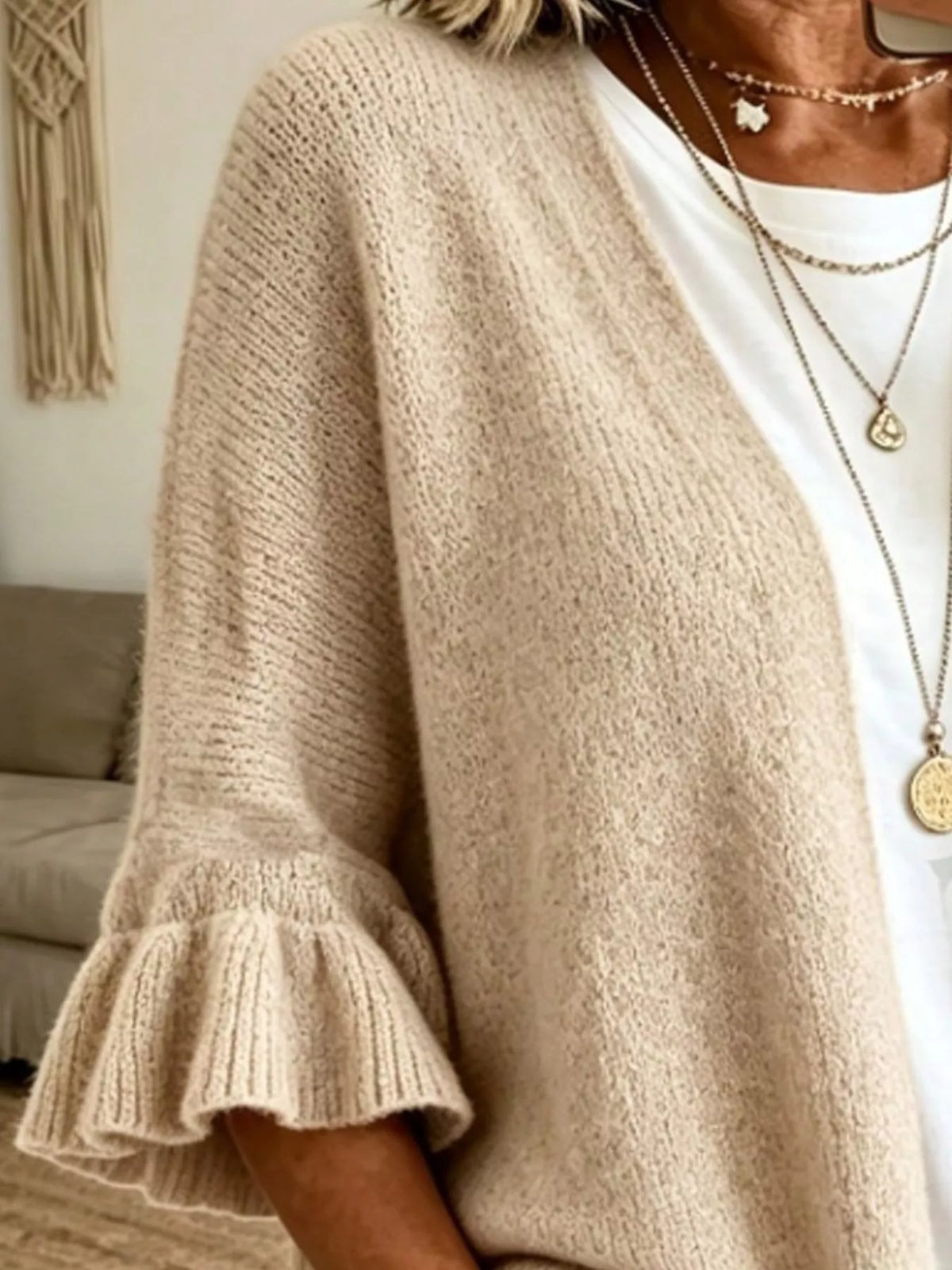 Marnie cardigan med volangärm