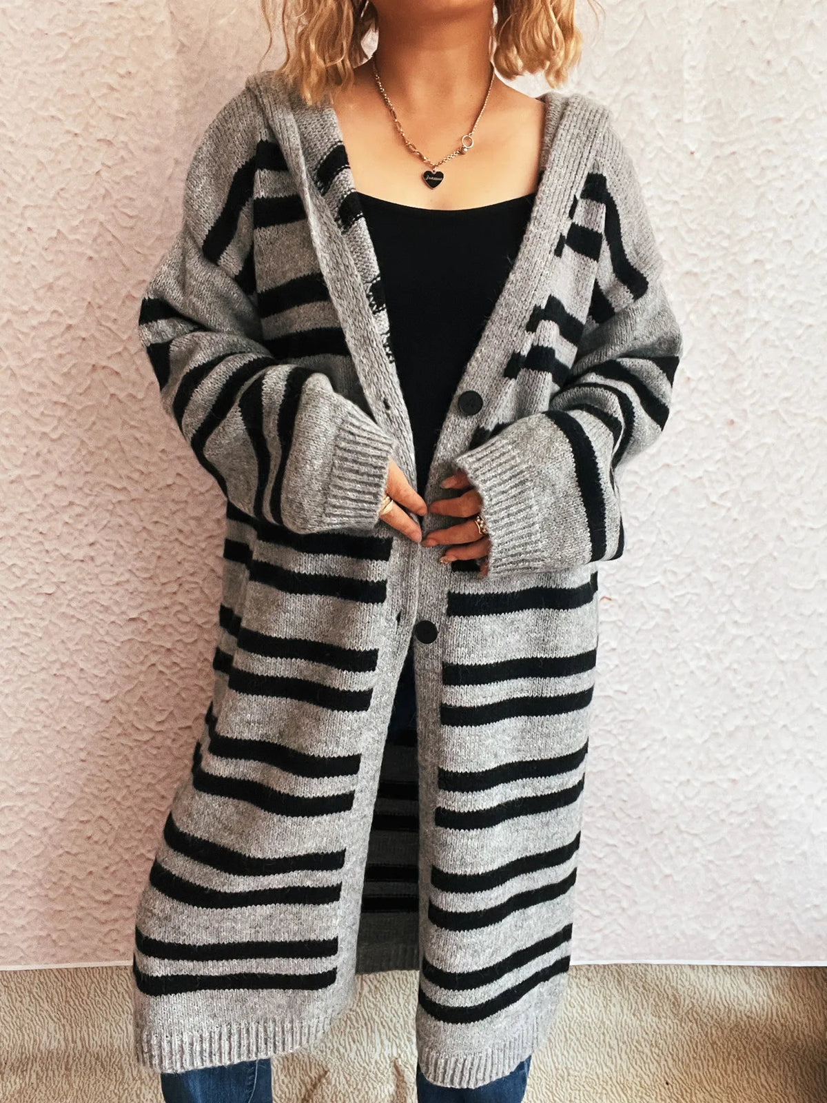 Callie randig cardigan, grå