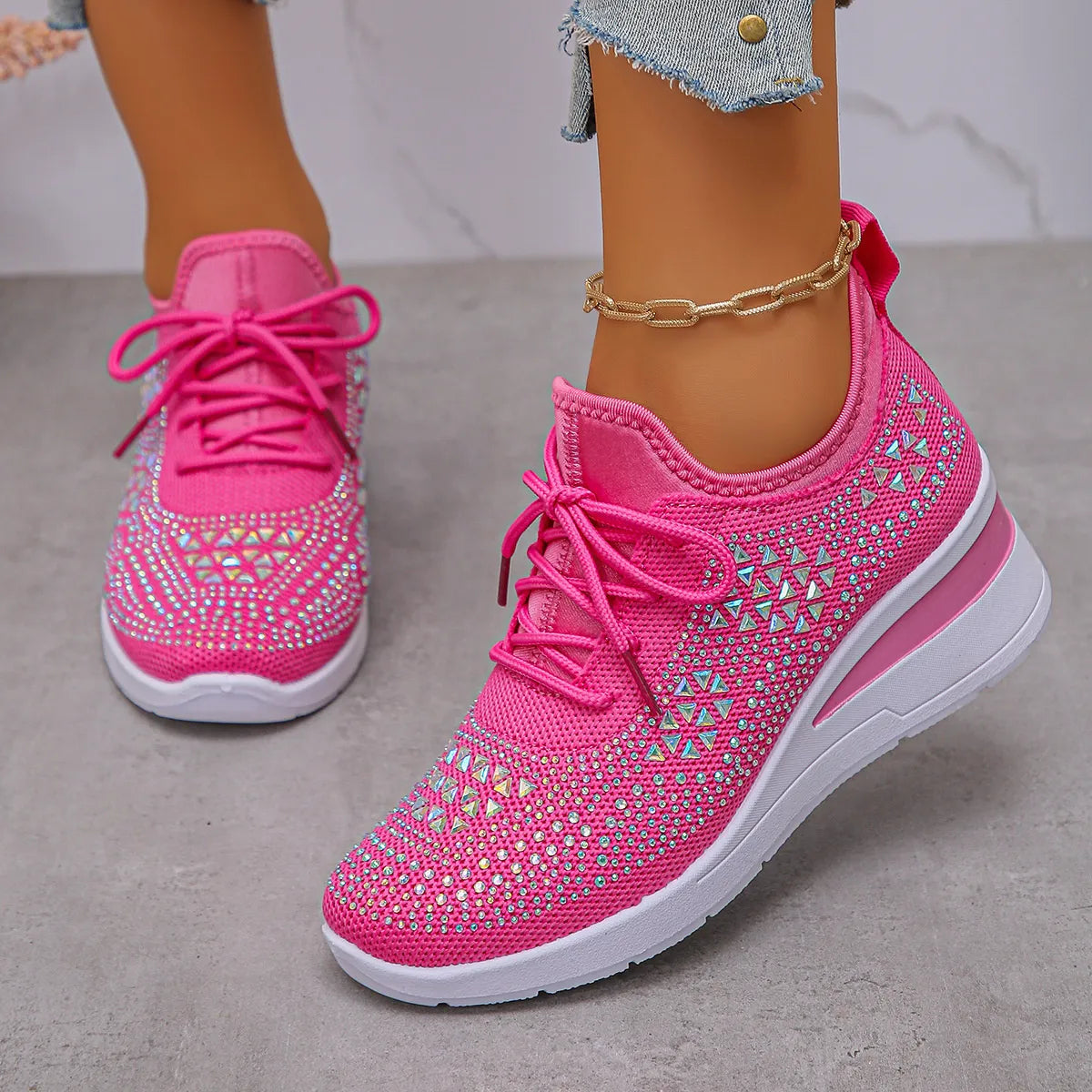 Luciana sneakers med strass, cerise