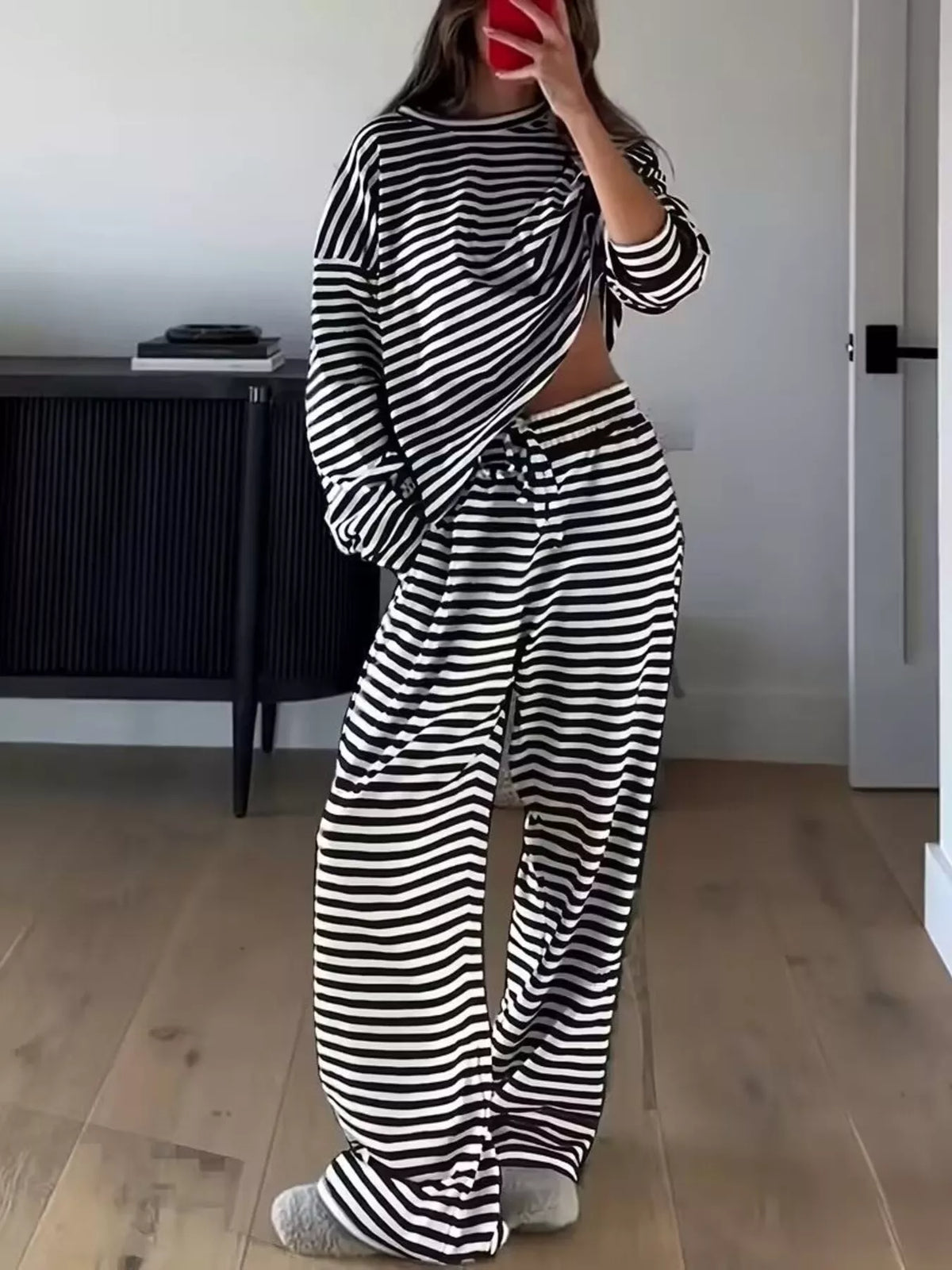 Marigold randigt set, svart