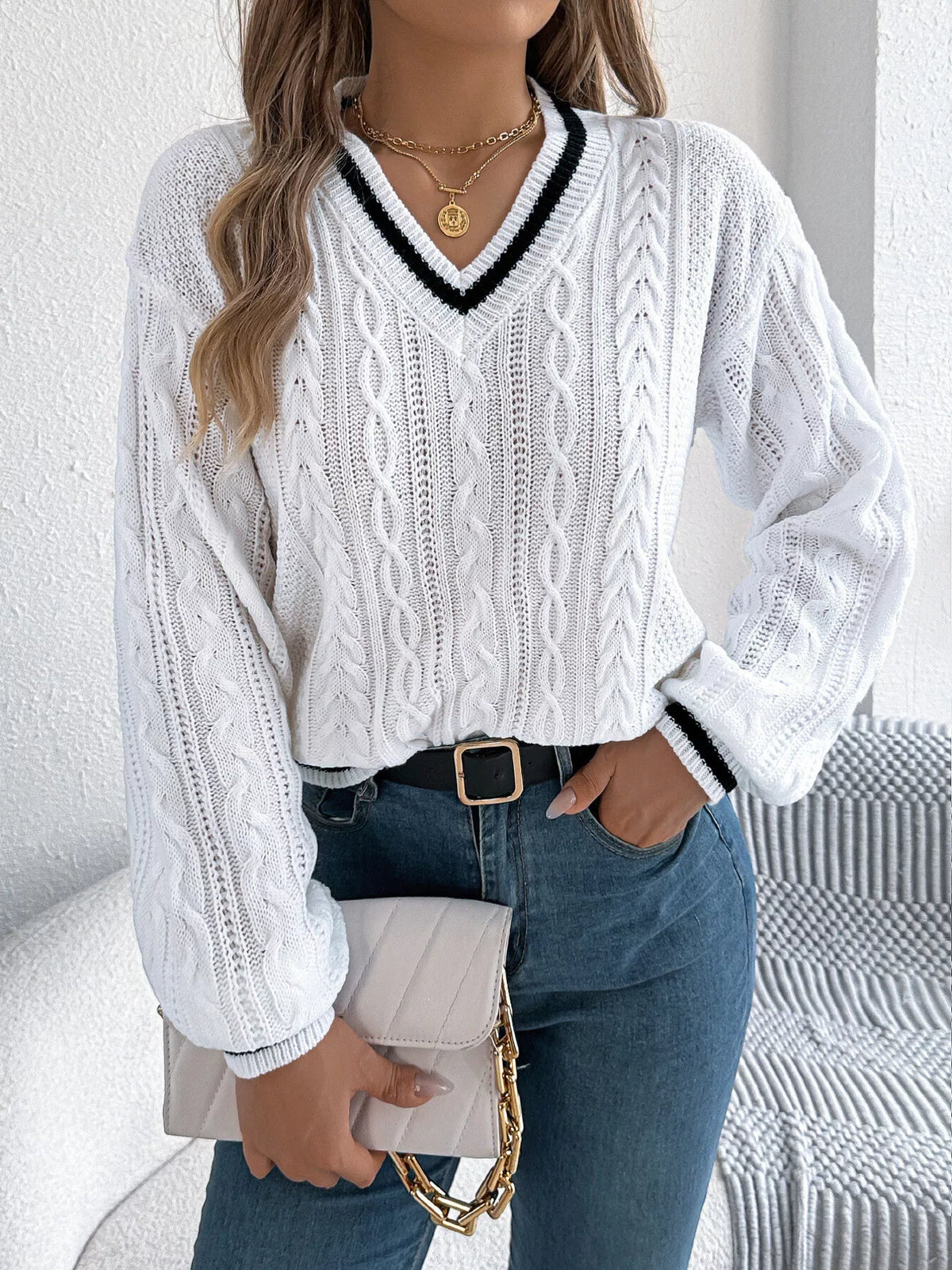 Desirée kabelstickad tröja