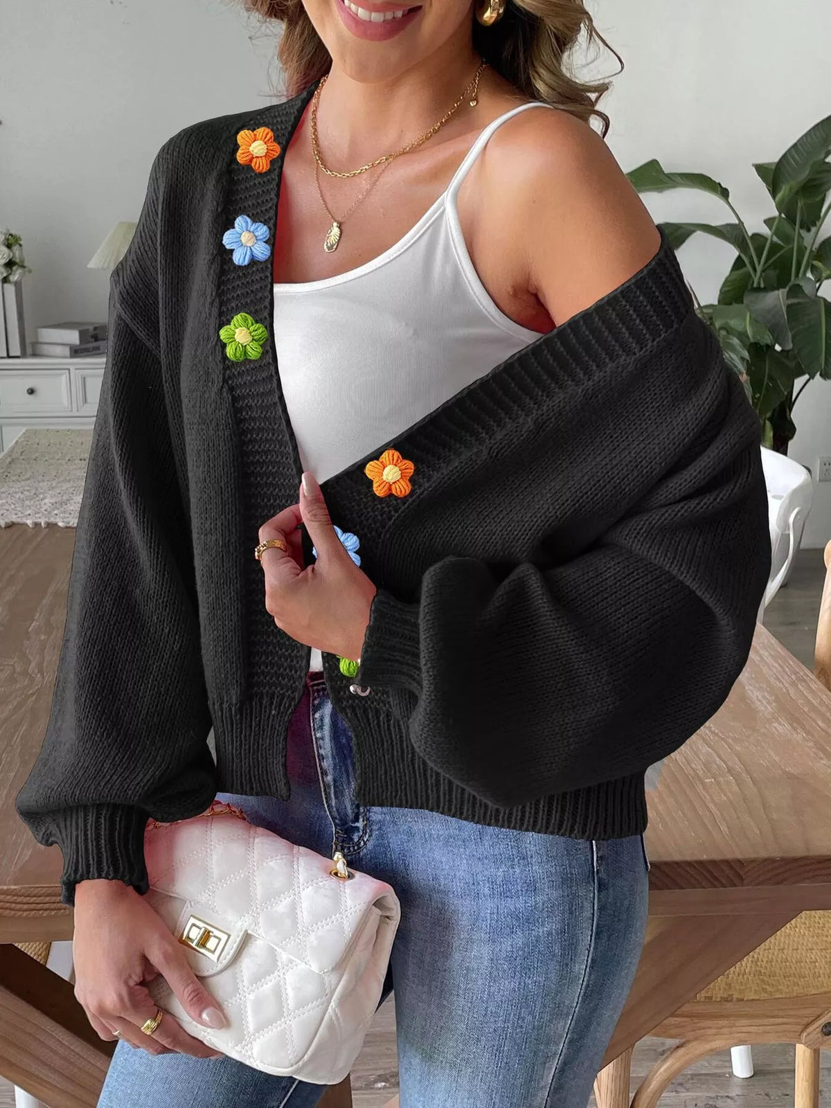 Mätta blommig cardigan