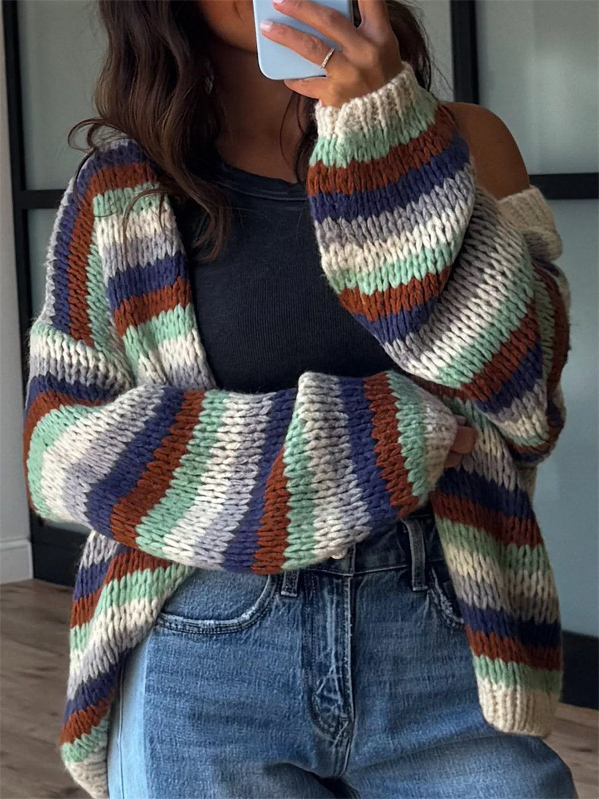 Ruby randig cardigan, chokladbrun