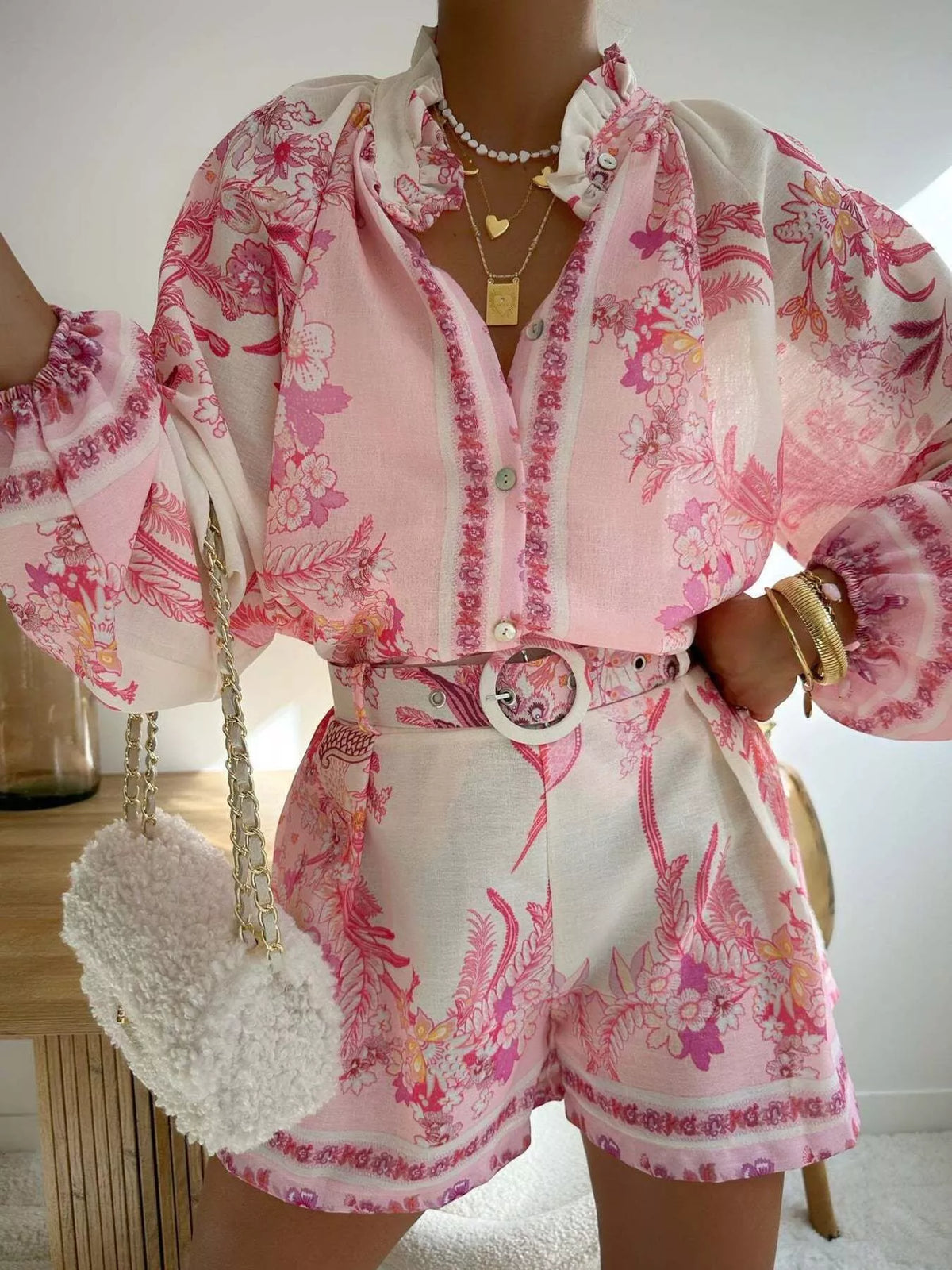 Lucrezia blommigt set, rosa