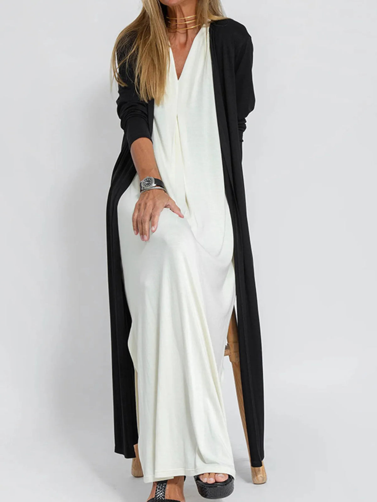 Milla cardigan med slits, svart