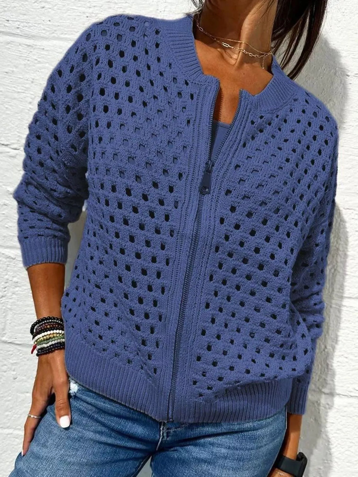 Sissel virkad cardigan, blå