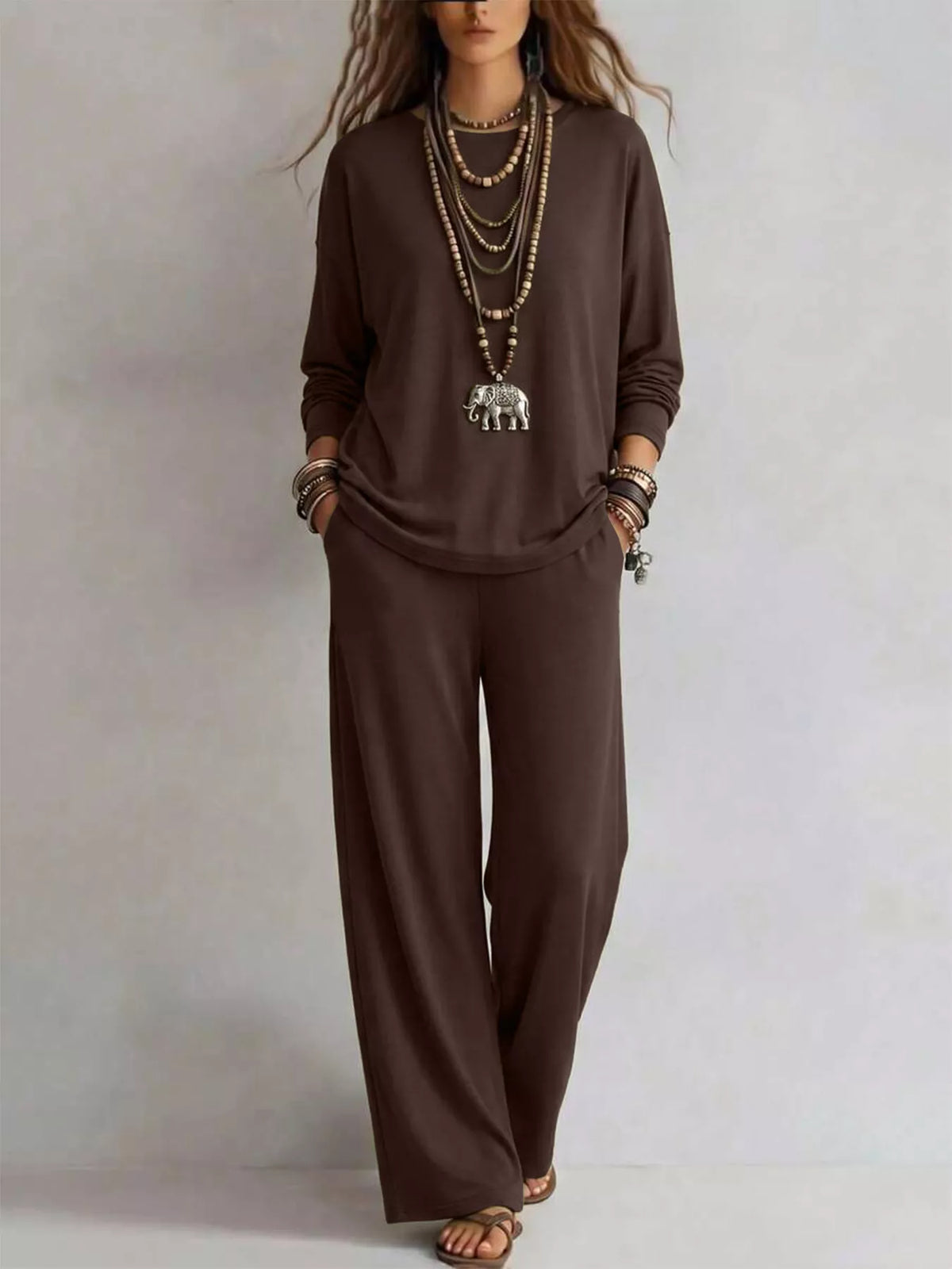 Amelita vidbent set, brun