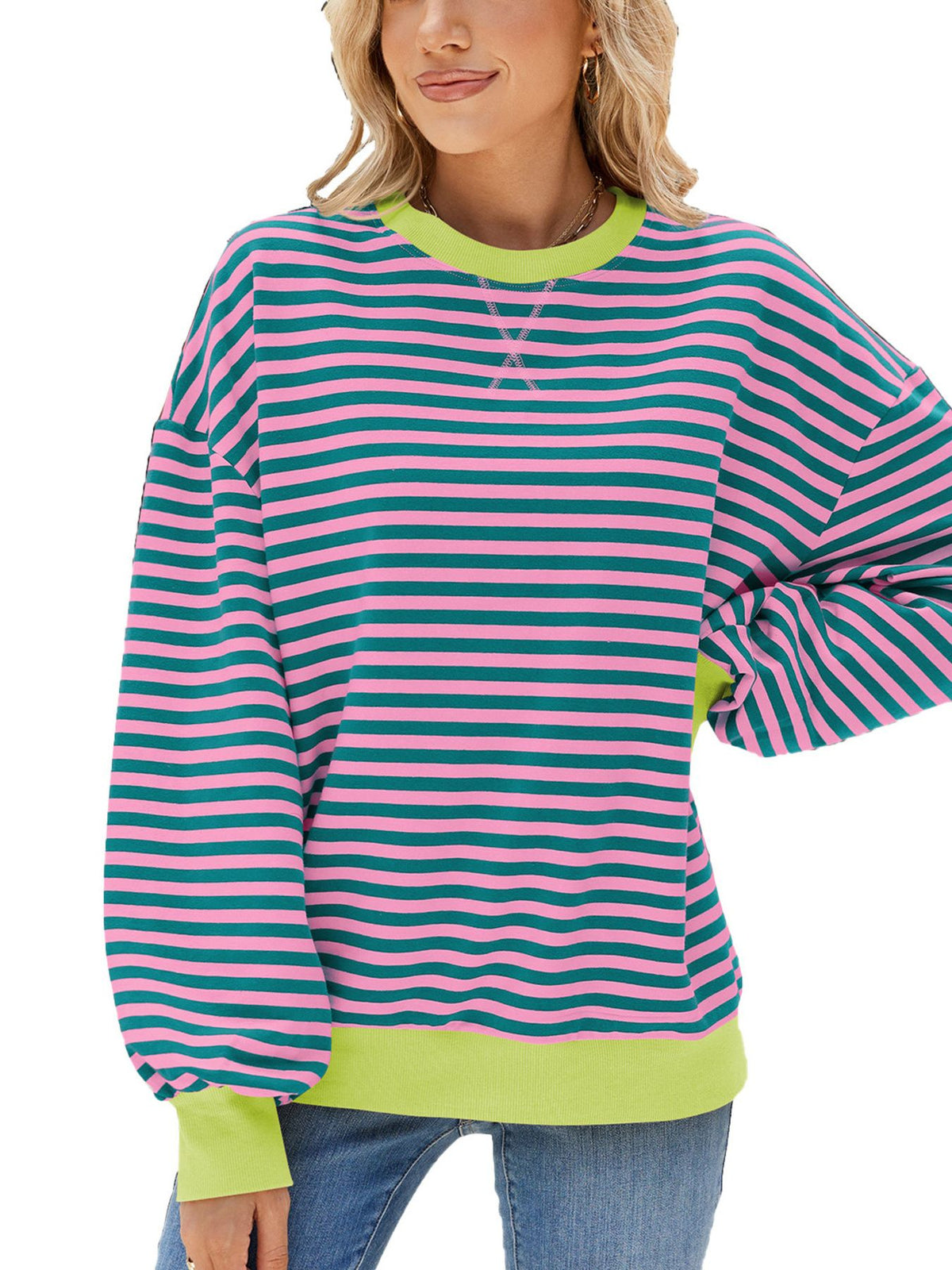 Alvhild randig sweatshirt, lila