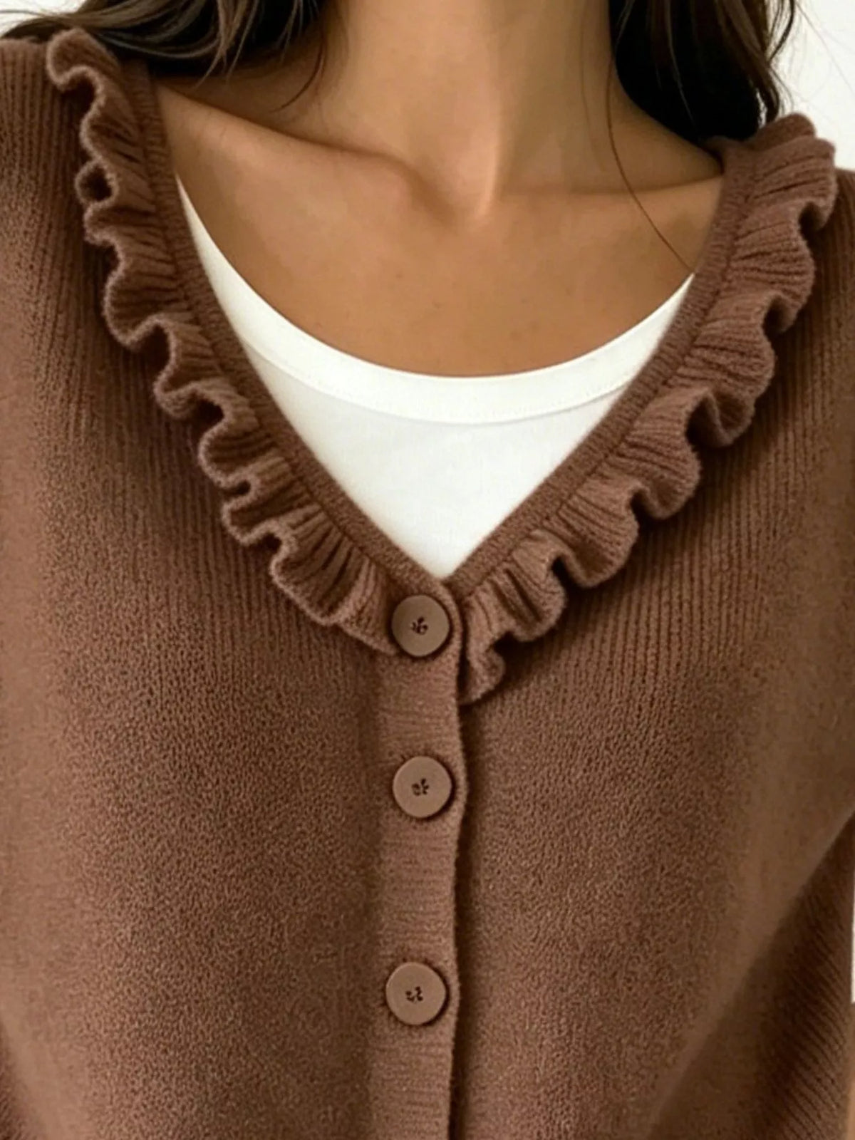 Amabel cardigan med volangkrage