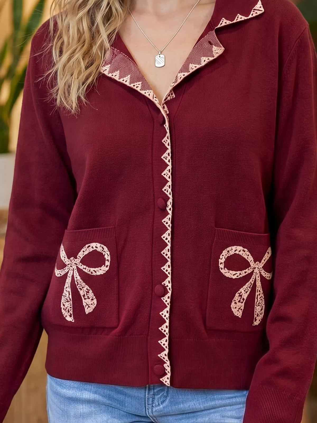 Mona cardigan med rosett