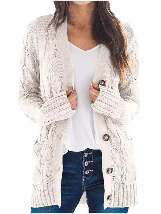Octavia grovstickad cardigan, krämvit