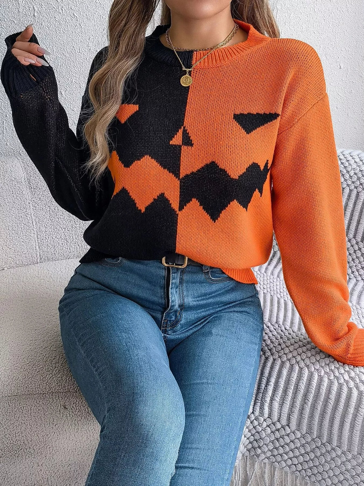 Camilla tröja med pumpamotiv, orange
