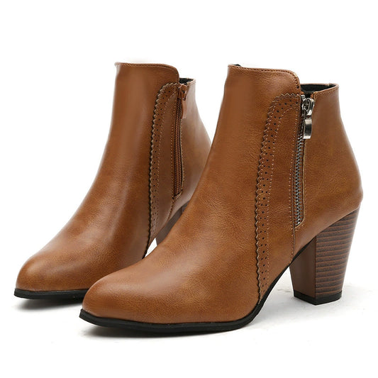 Zenobia boots i läderlook