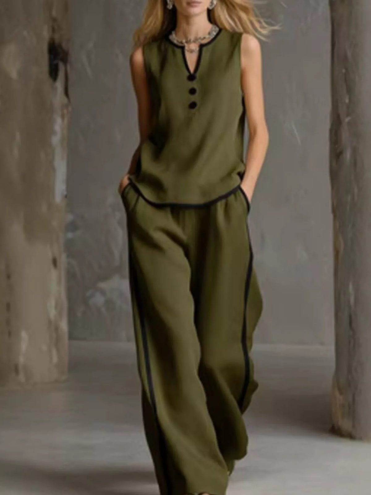 Paloma ärmlöst set, militärgrön