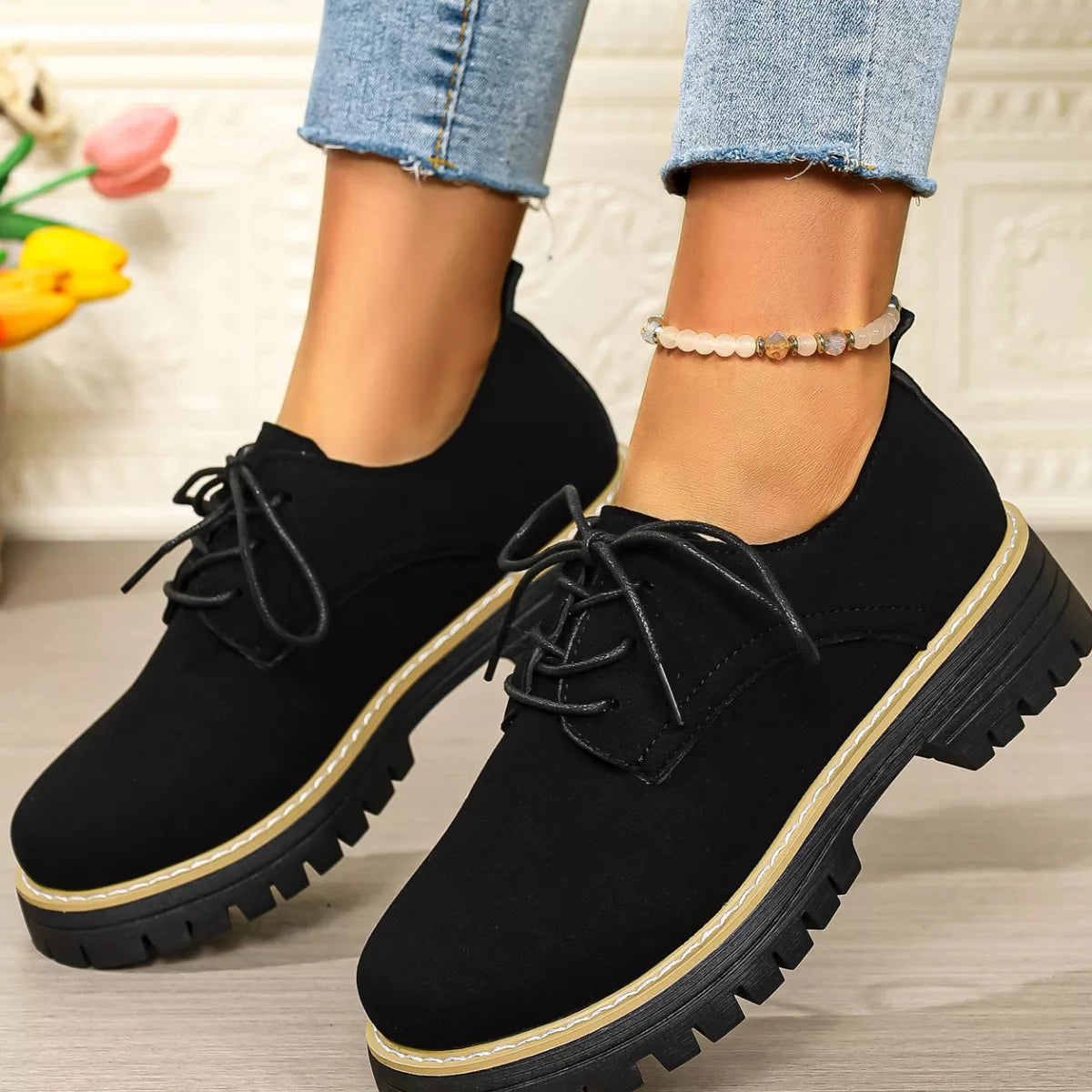 Florine loafers i mocka, svart