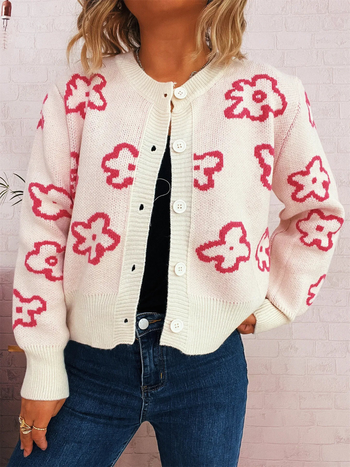 Megan blommig cardigan