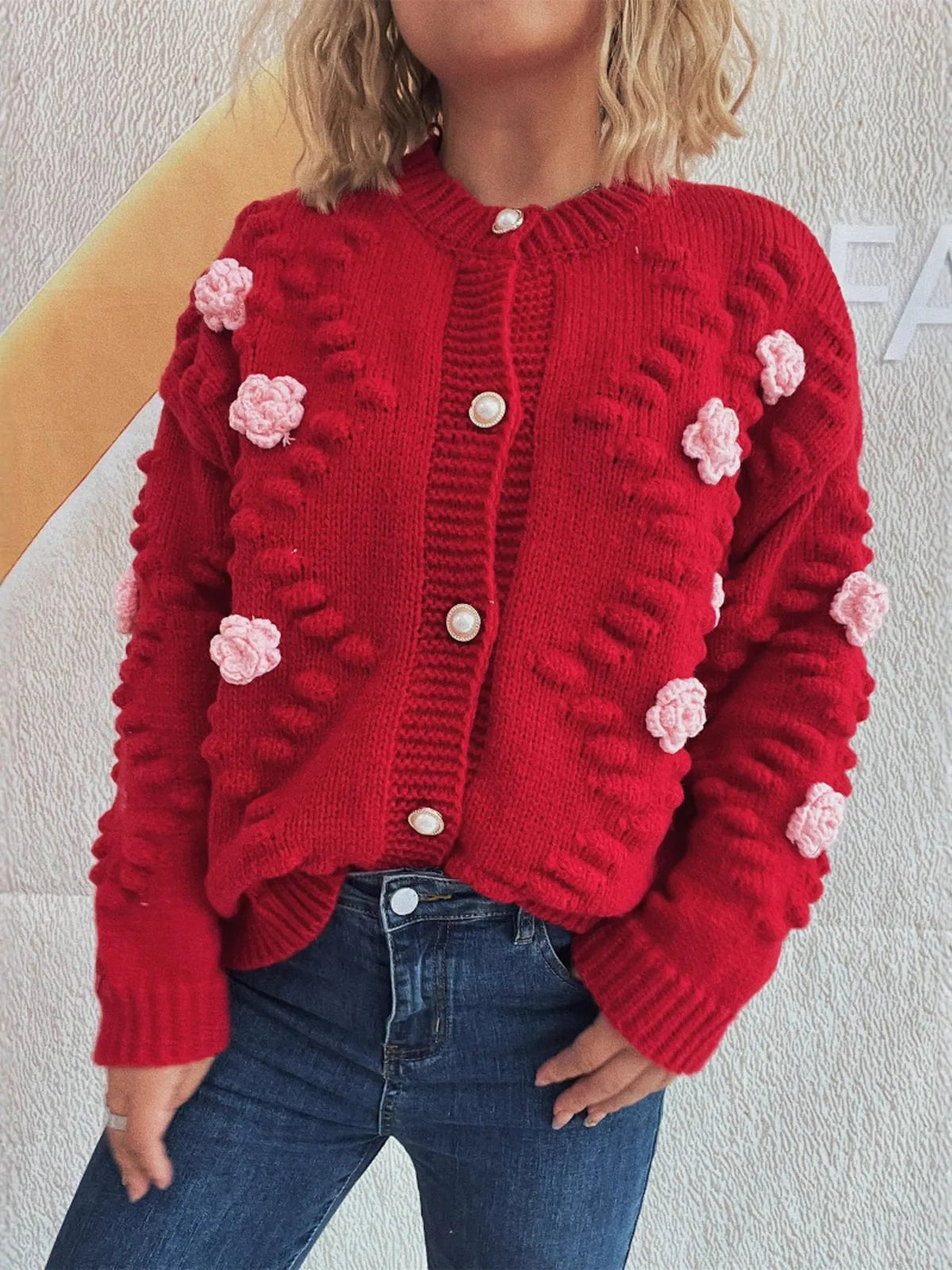 Ina cardigan med blomdetaljer