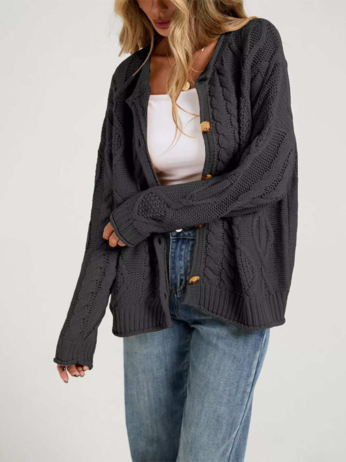 Marianne kabelstickad cardigan