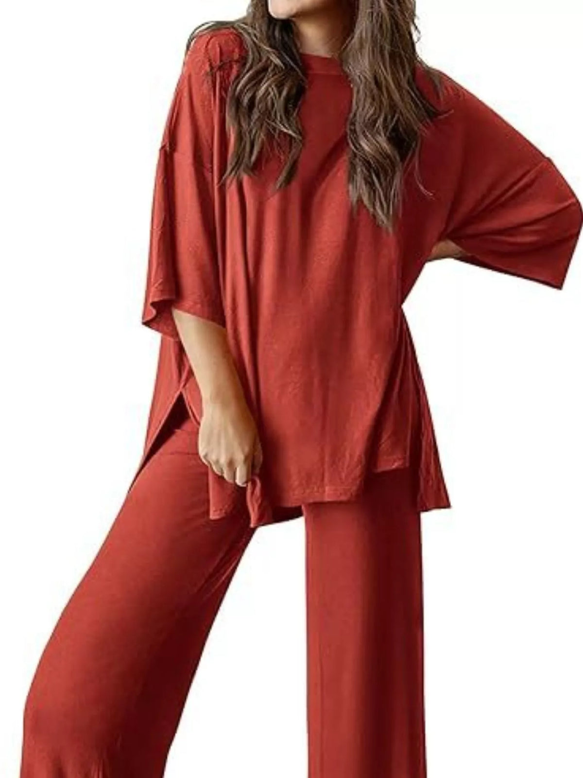 Lucinda set med slits, roströd