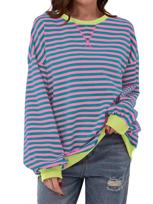 Ella randig sweatshirt, rosa